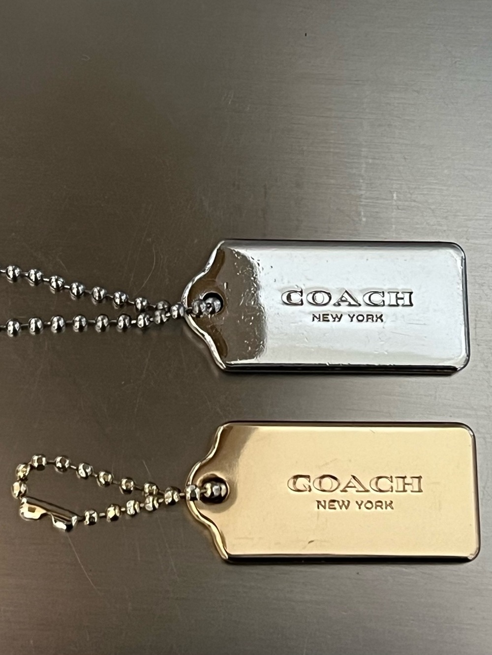 Coach Metal Hang Tags Polished Gold Tone and Polished Sliver Tone